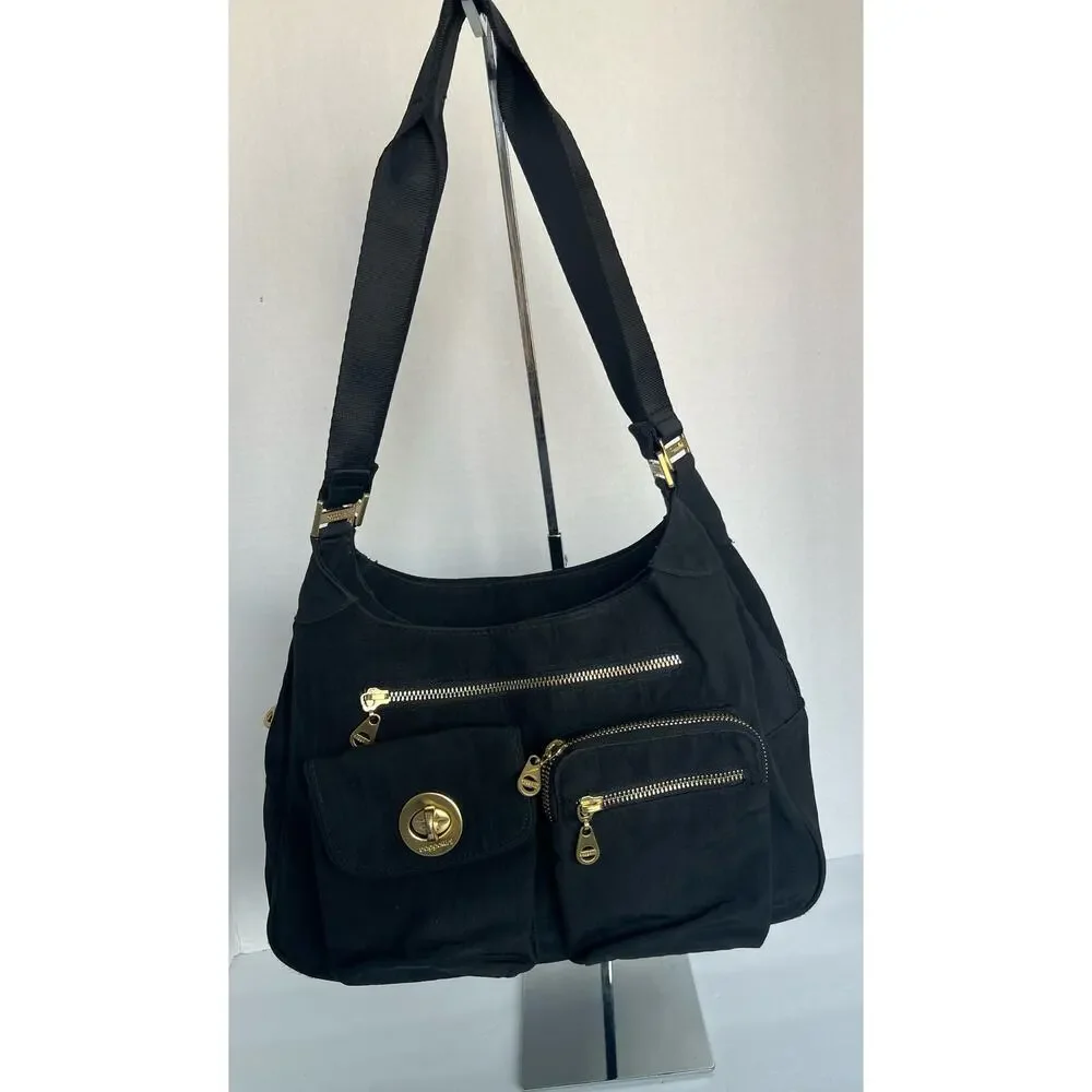 Baggallini San Marino Black‎ Nylon Satchel Tote Shoulder Travel Bag